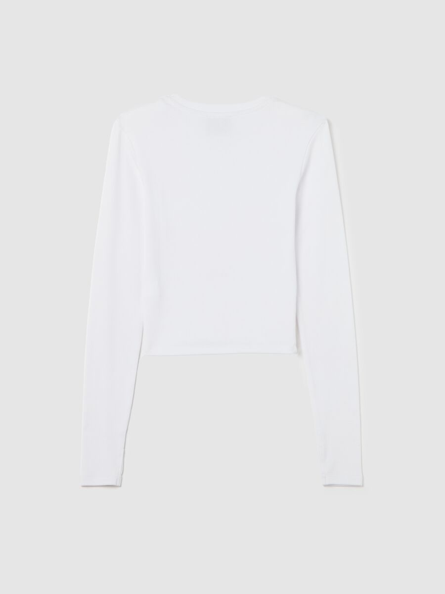 Crop Long-sleeved T-shirt White_6