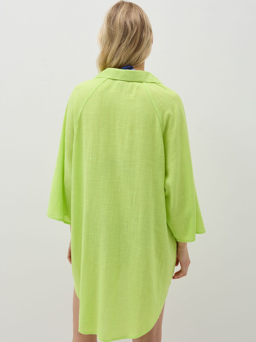 Long beach cover-up blouse with polo neck_2