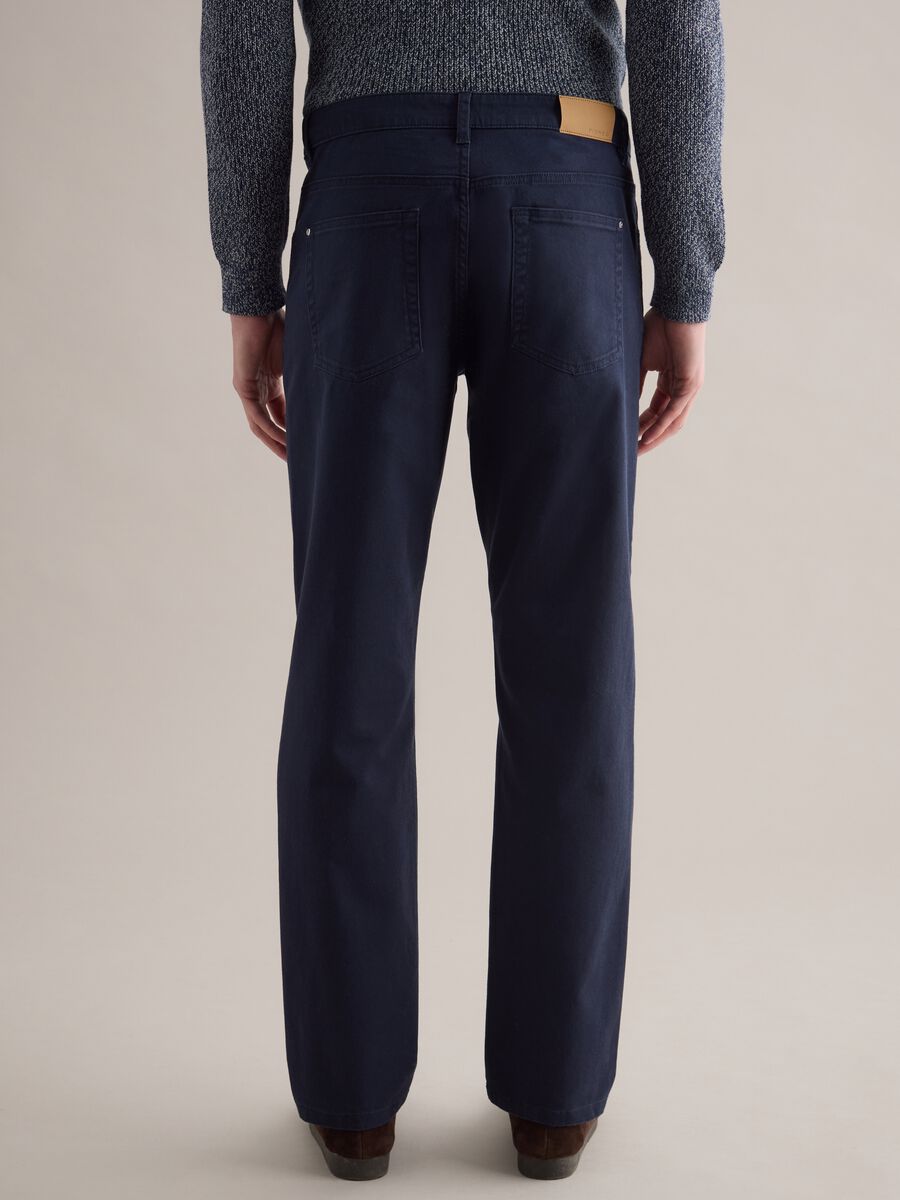 Blue Stretch Twill Trousers Regular Fit_2