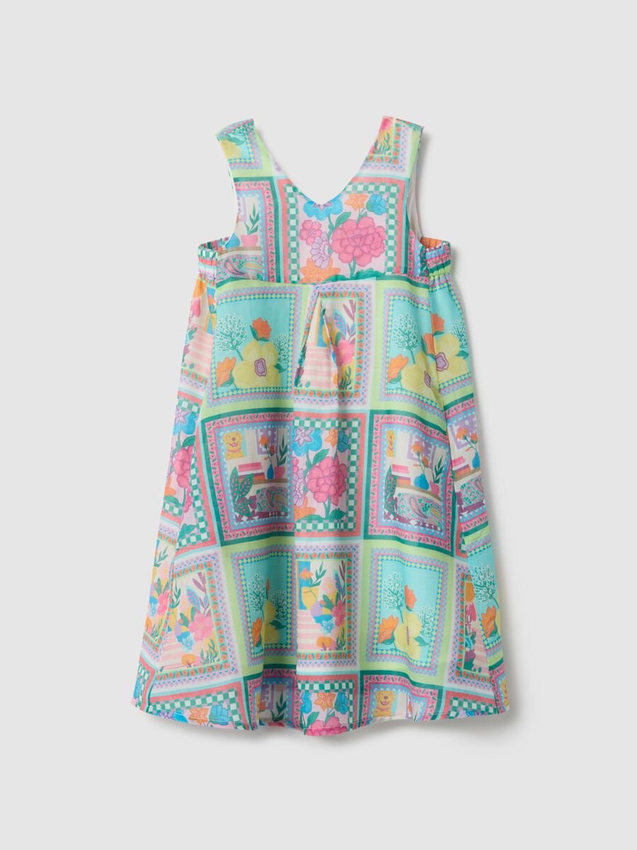 Multicolour pure cotton sleeveless dress for girls with flowers_0