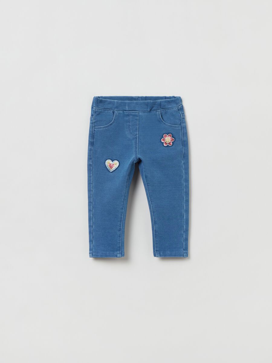 Jeggings with heart and flower patches_0