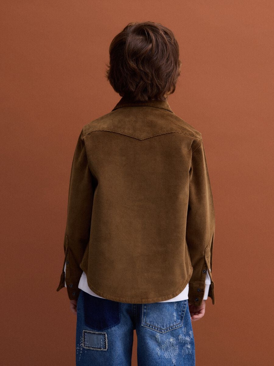 Brown stretch cotton shirt_2