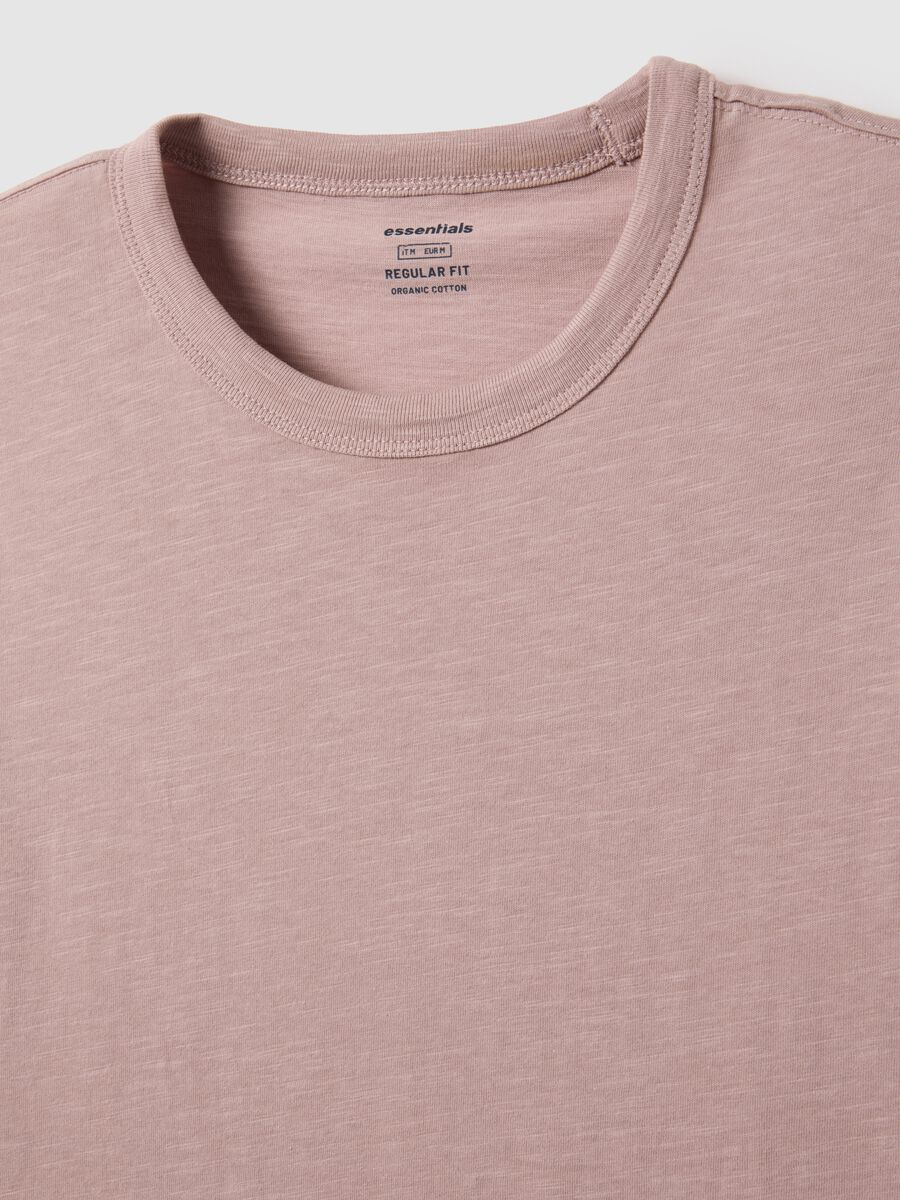 Regular fit pink short-sleeved pure cotton T-shirt_5