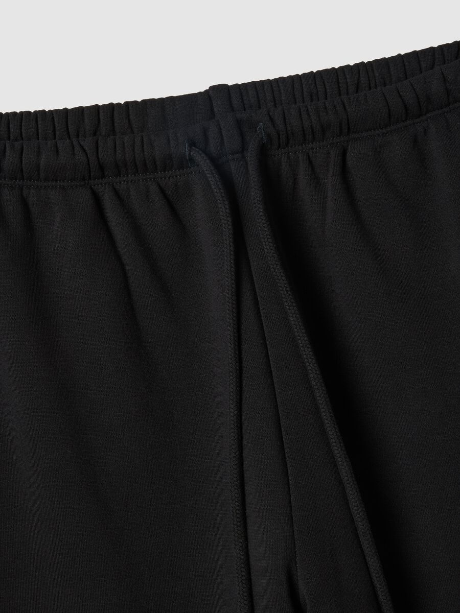 Black cotton blend regular fit joggers_5