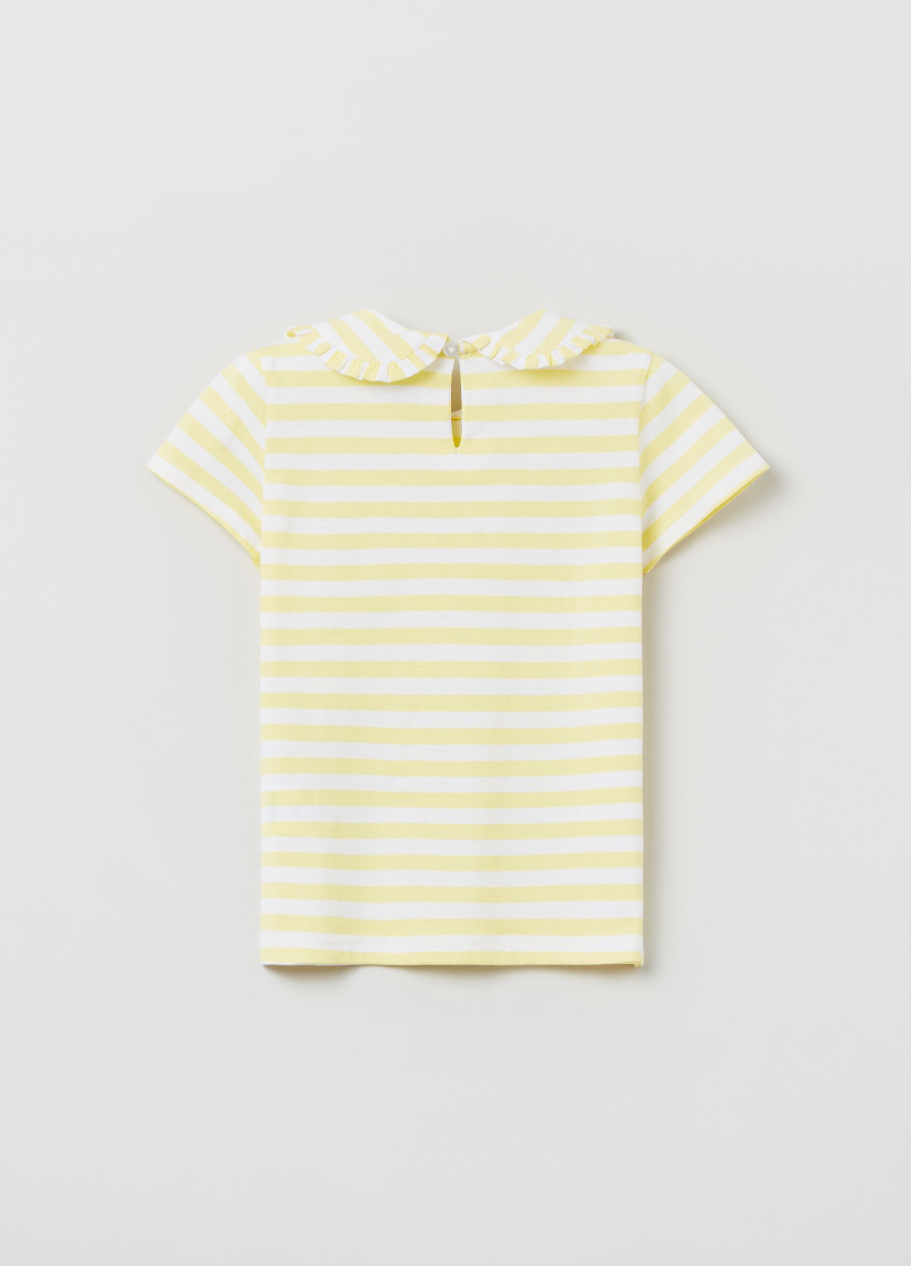 Camiseta de algodón de rayas con cuello