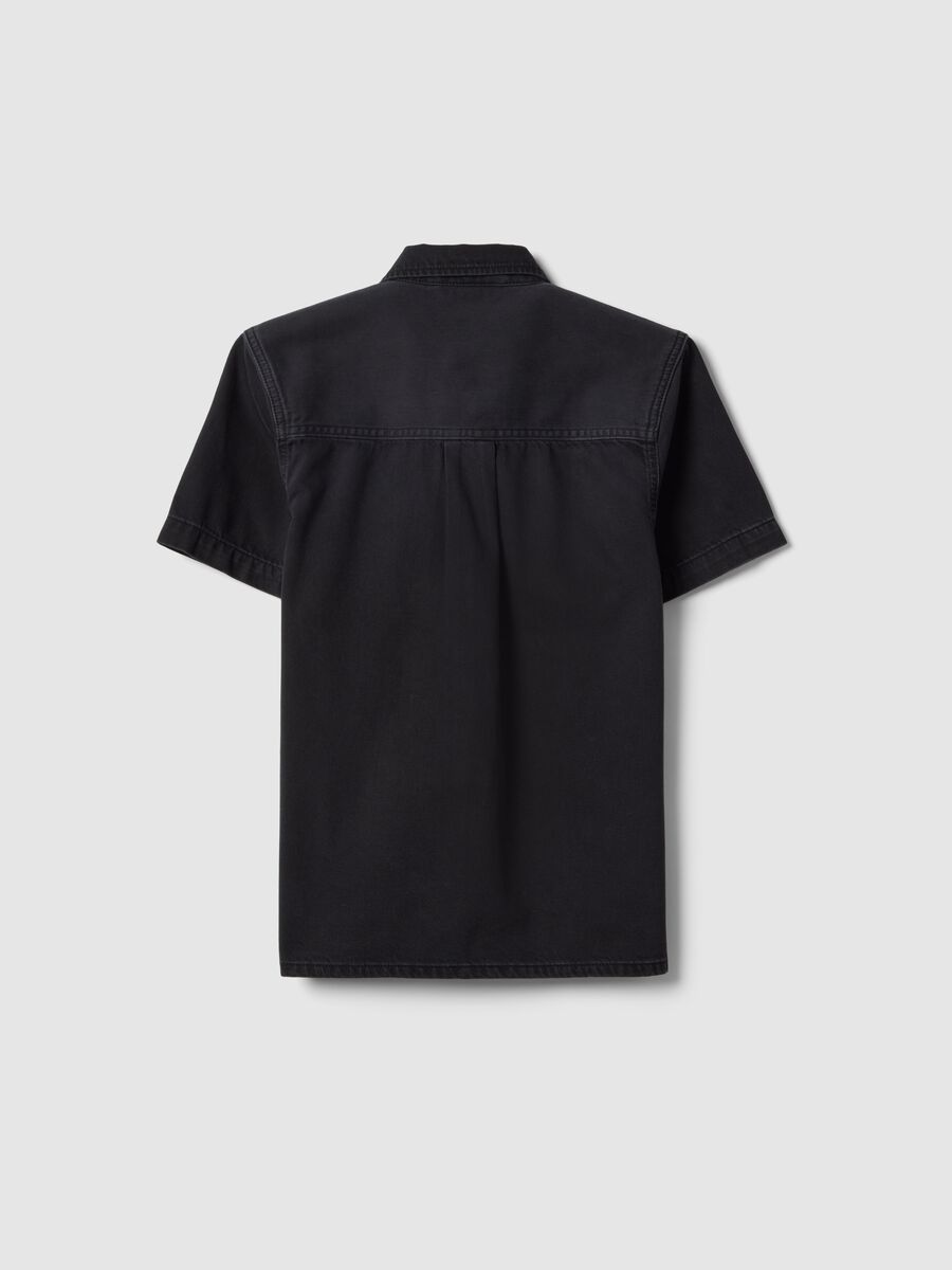 Black Short Sleeve Shirt in Pure Cotton_4
