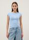 Blaue, figurbetonte T-Shirt aus Stretch-Baumwolle mit Print_2