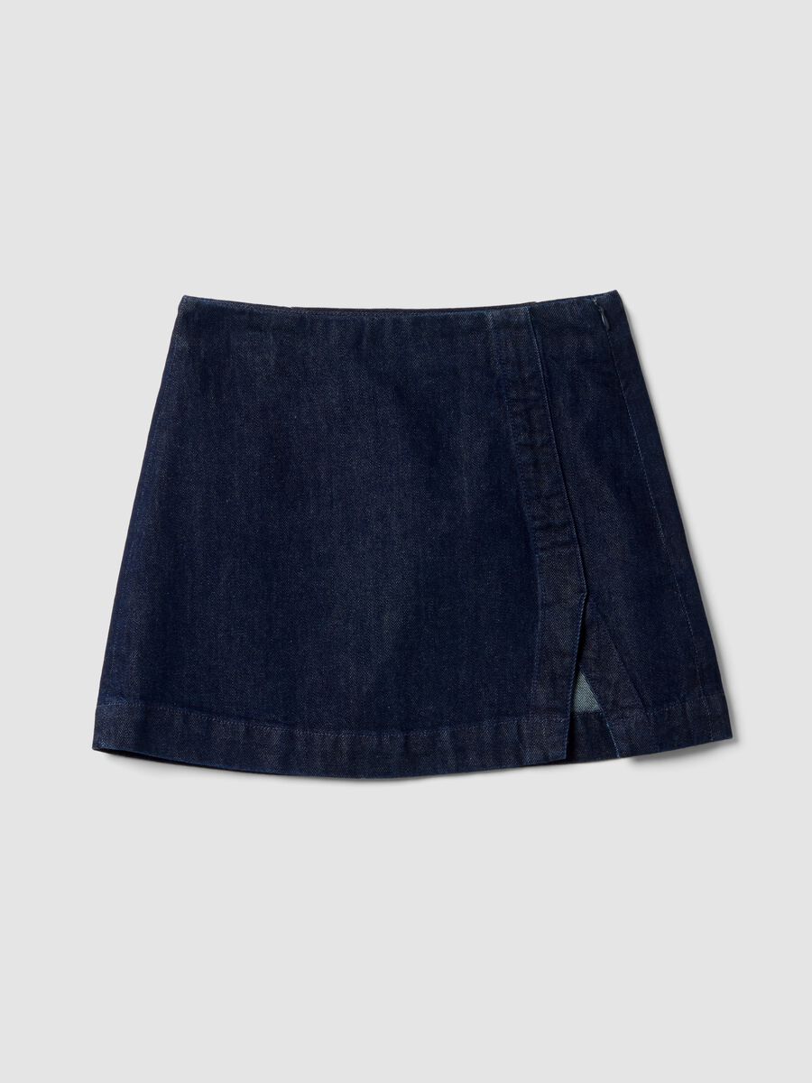 Blue pure cotton denim skirt_4