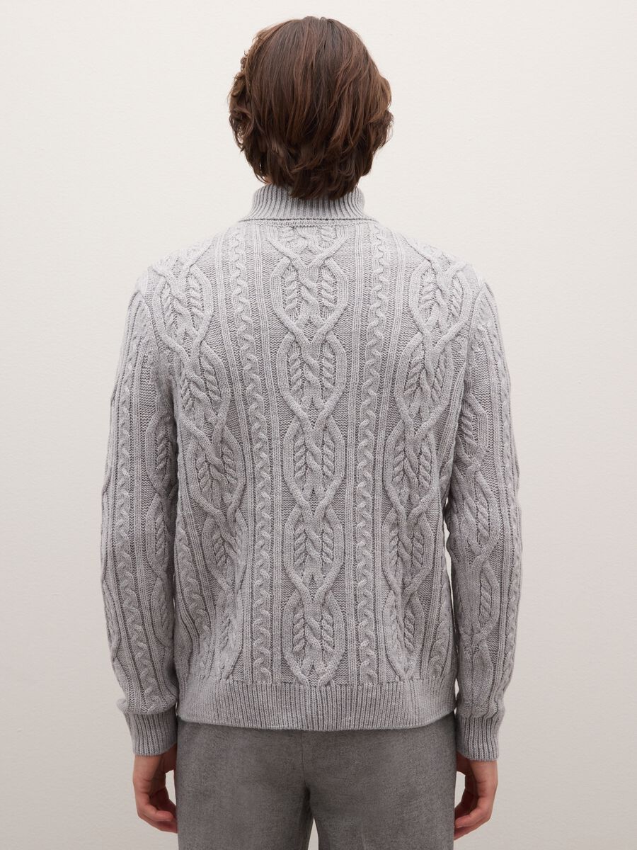 Grey regular fit turtleneck with jacquard pattern_2