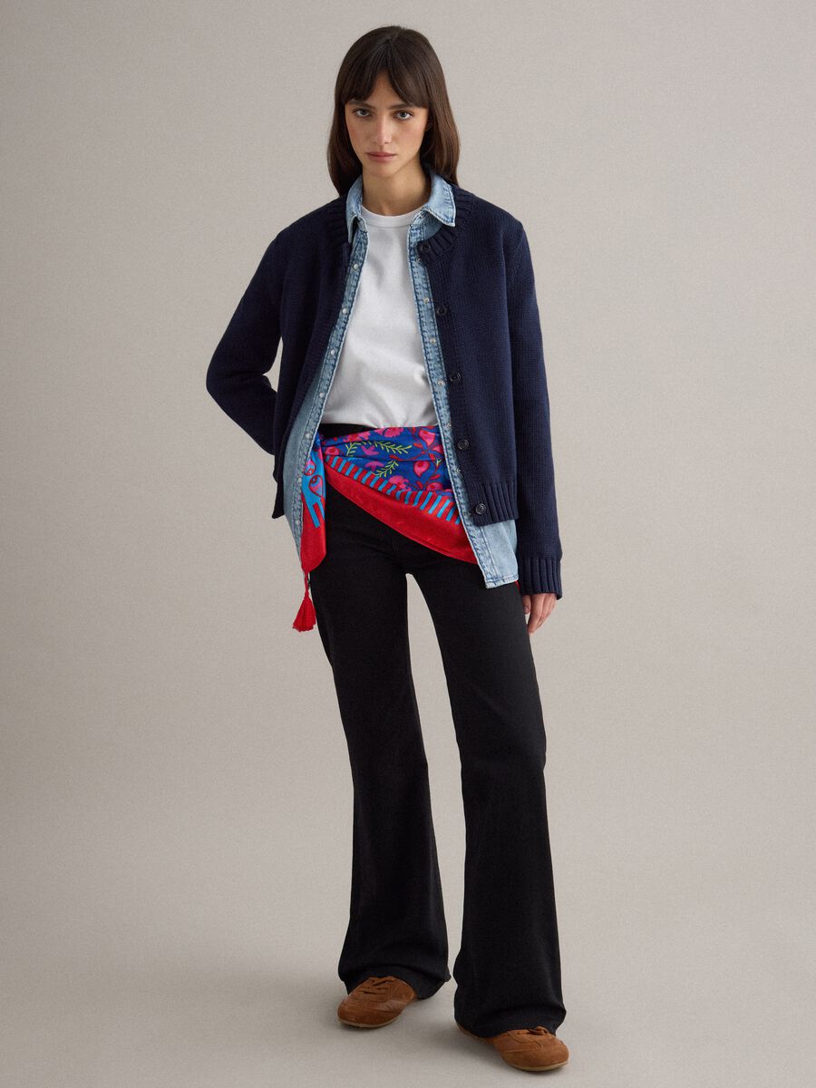 Regular fit pure cotton blue cardigan with buttons_1