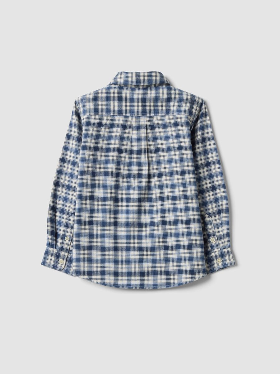 Camicia blu a quadri in puro cotone regular fit_1