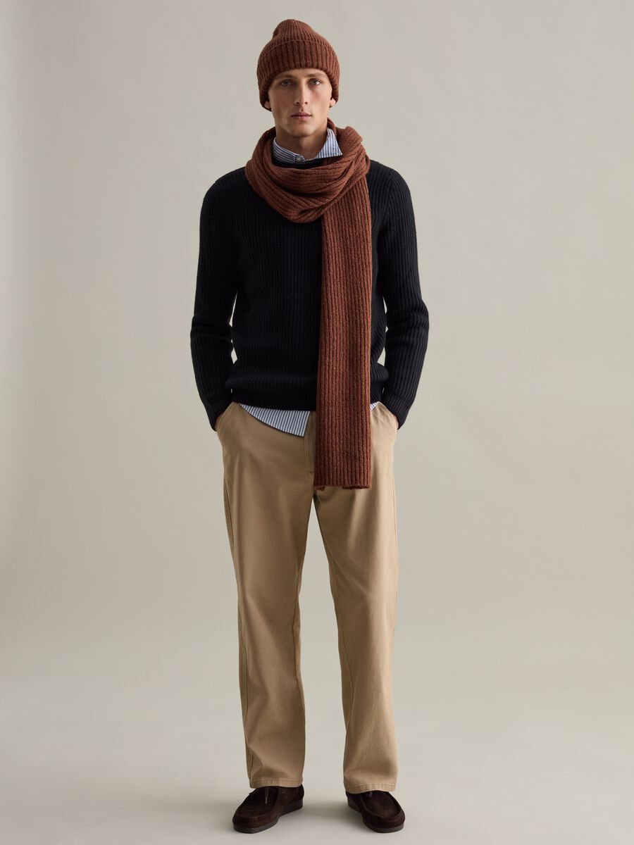 Solid colour ribbed pullover_1