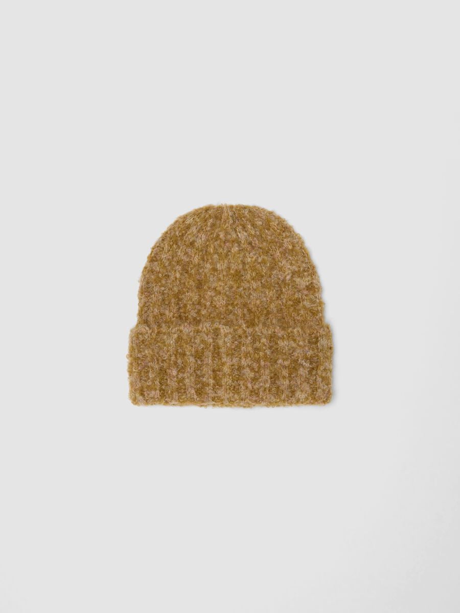 Yellow stretch wool knitted beanie_0