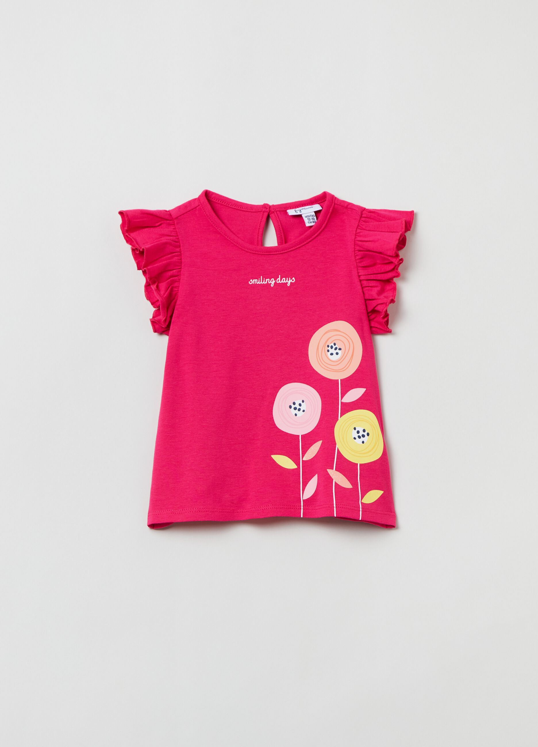 T-shirt with print and flounce