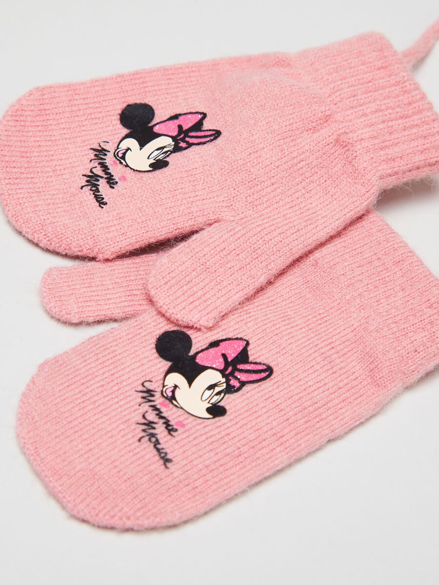 Minnie Mouse print mittens with cord_2