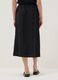 Black long skirt with regular fit, elasticated waist and slit_2