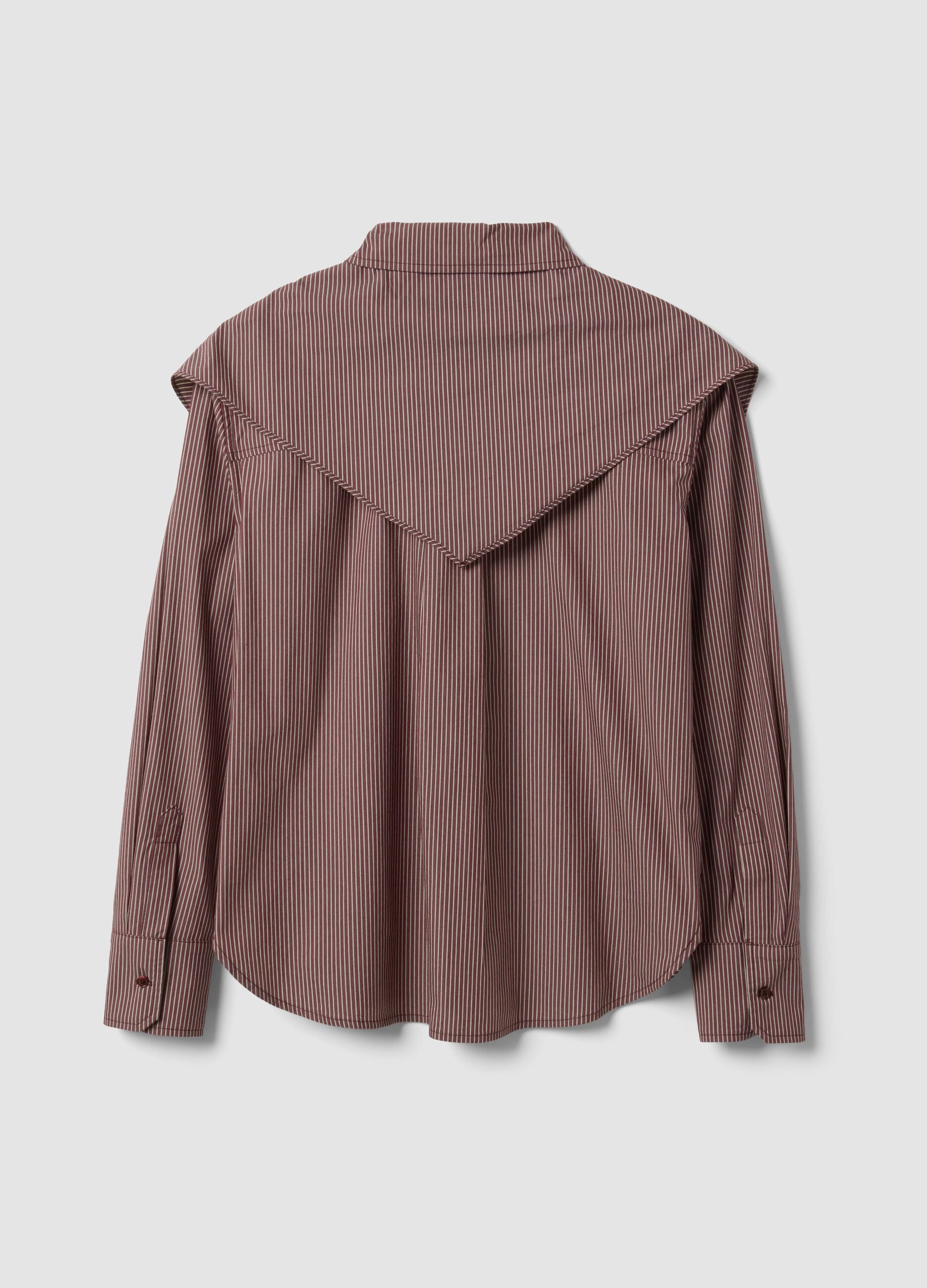 Multicolour stretch cotton shirt with scarf collar