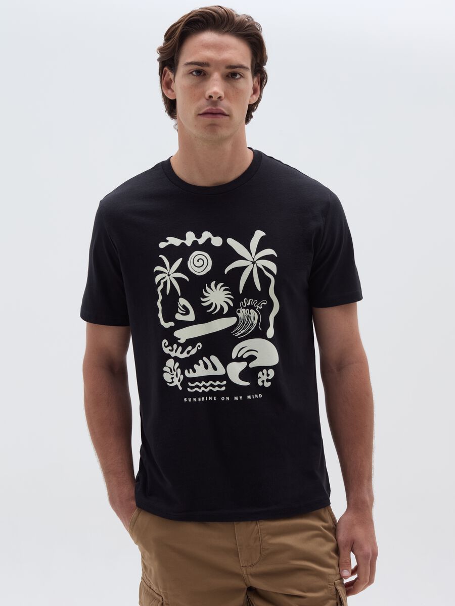 T-shirt in cotone con stampa motivo surf_1