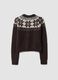 Brown jacquard wool-blend cardigan, regular fit_2
