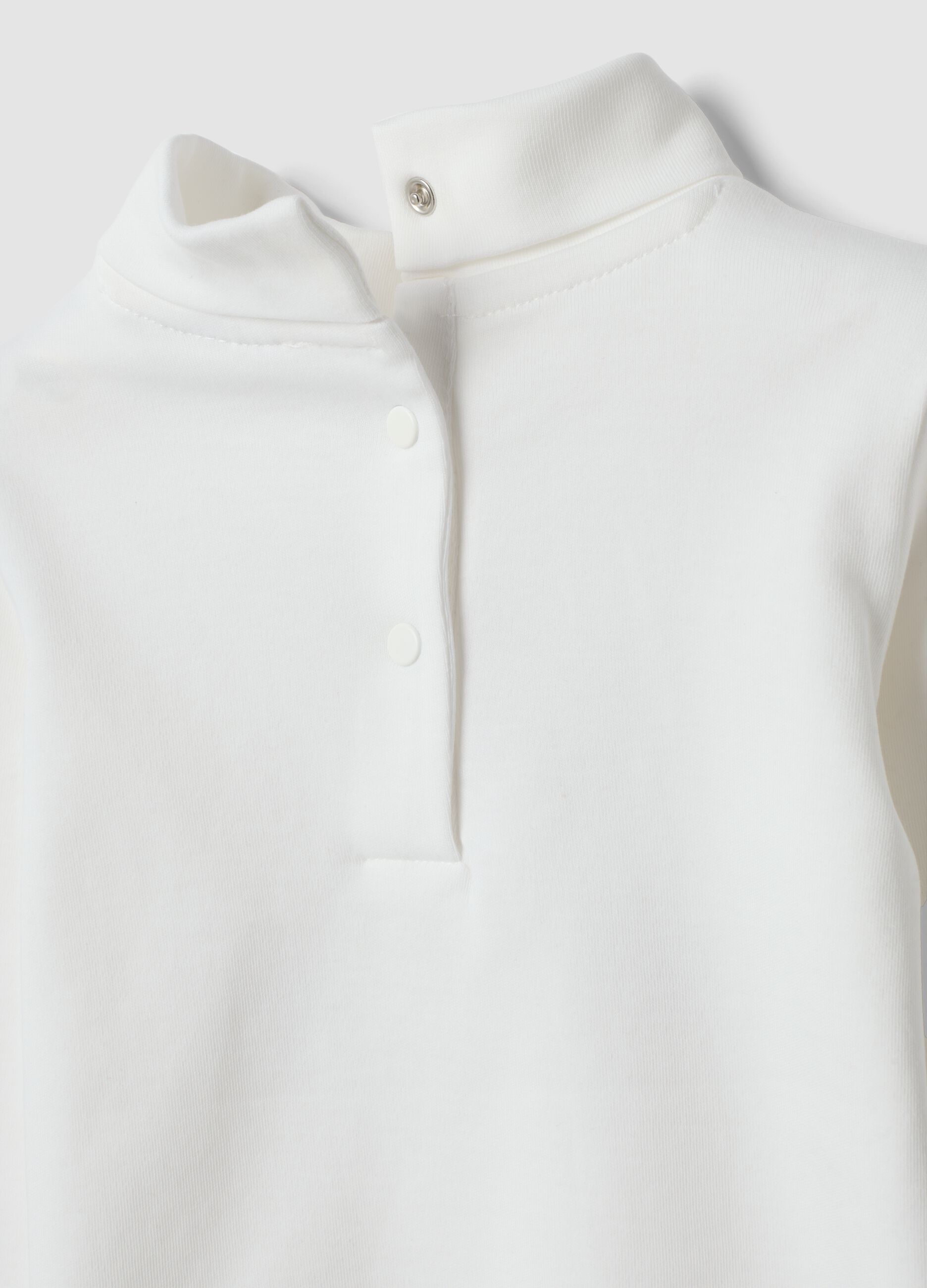 White organic cotton T-shirt with floral print