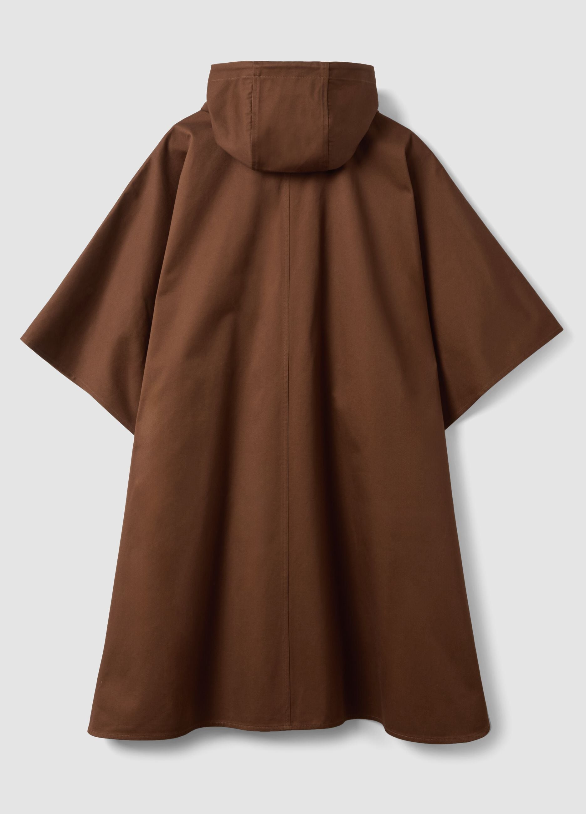 Brown pure cotton hooded cape with oversized fit