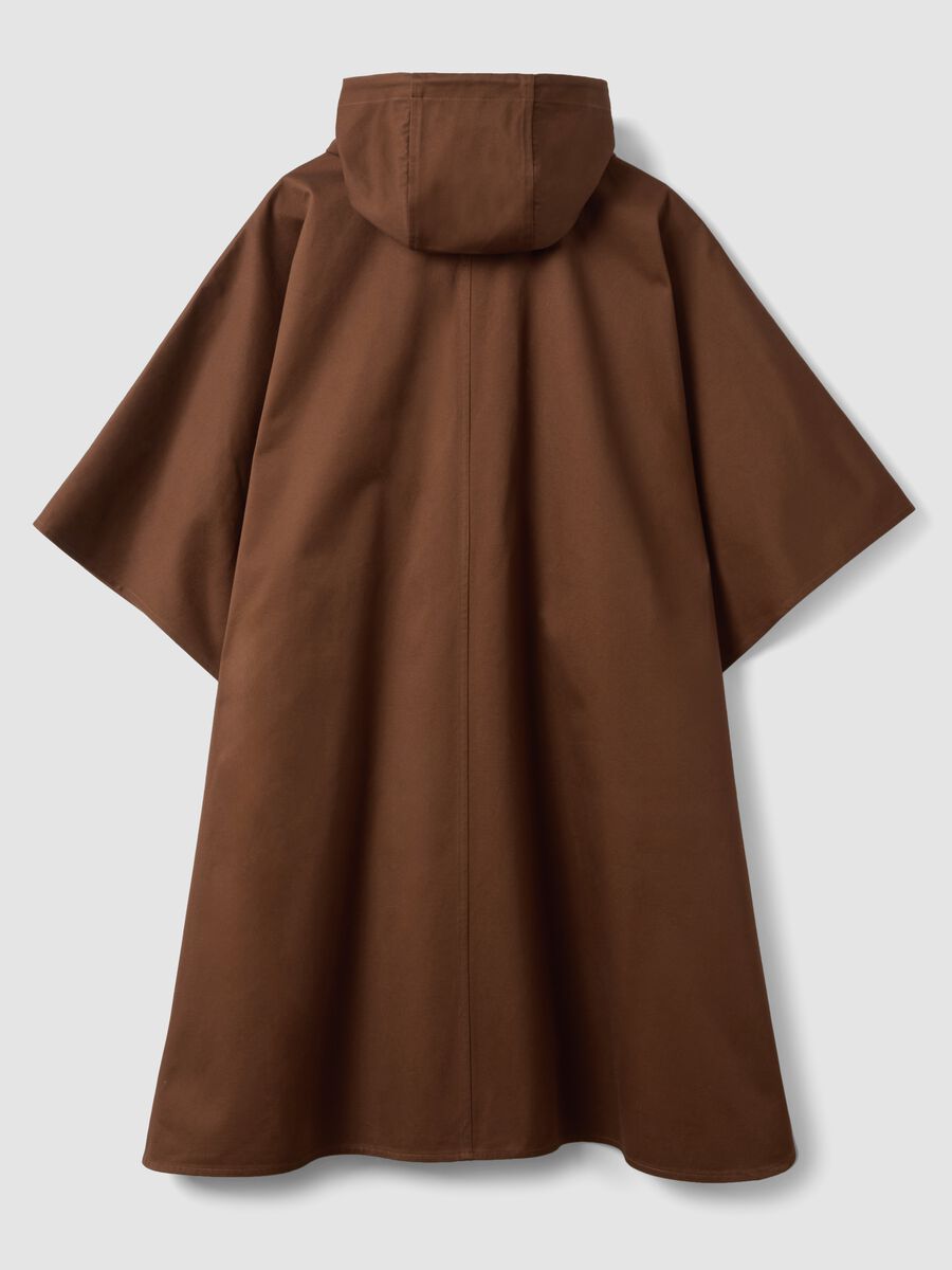 Brown pure cotton hooded cape with oversized fit_6