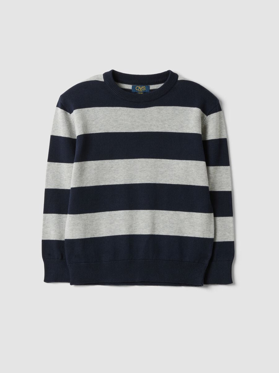 Multicoloured pure cotton striped oversized top for boys_0
