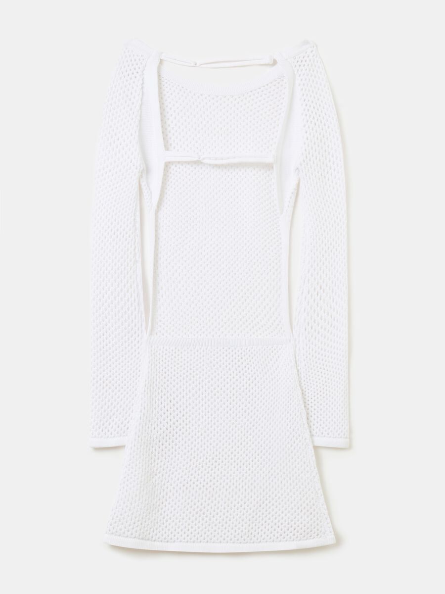 Backless Knitted Mini Dress White_5