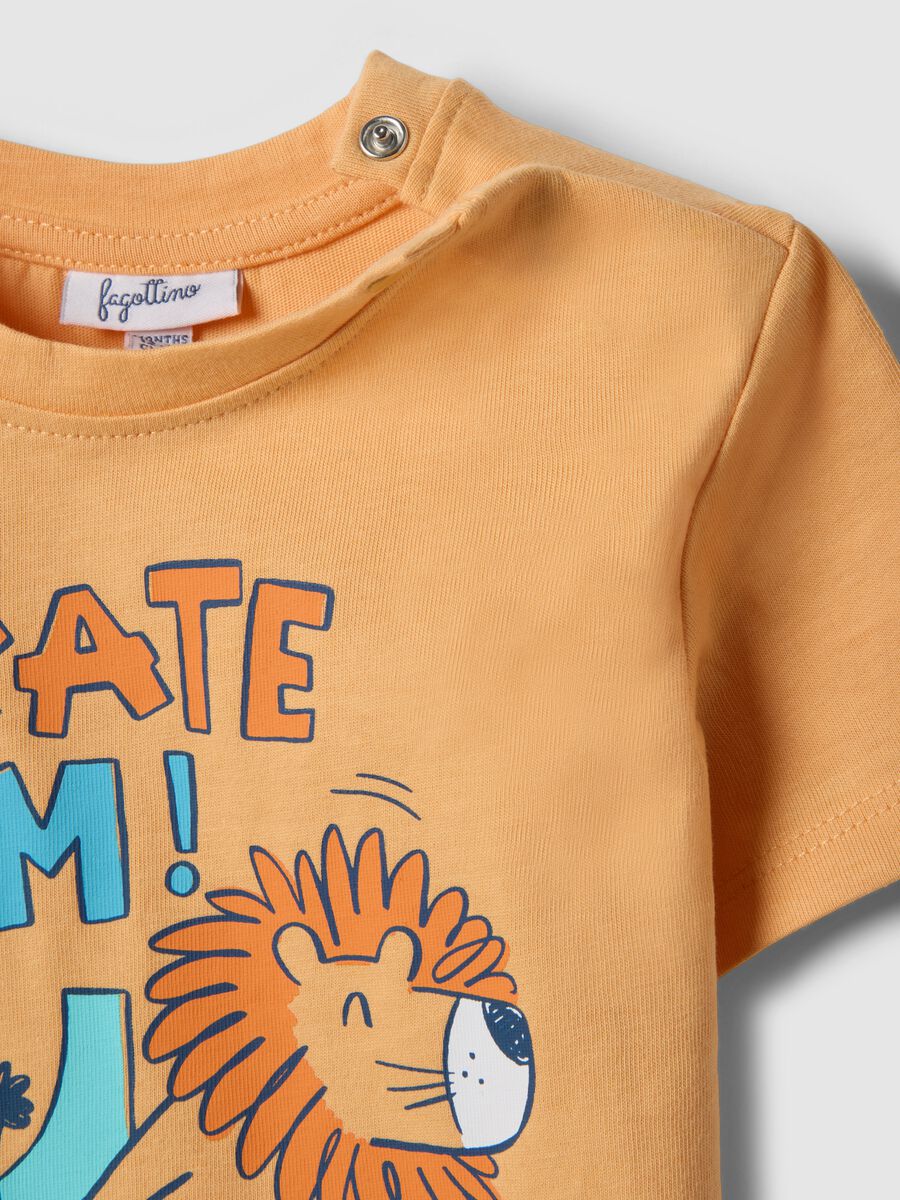 Orange pure cotton child's T-shirt with skater print, regular fit_2