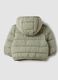 Green padded ultralight jacket with hood and zip for baby_1