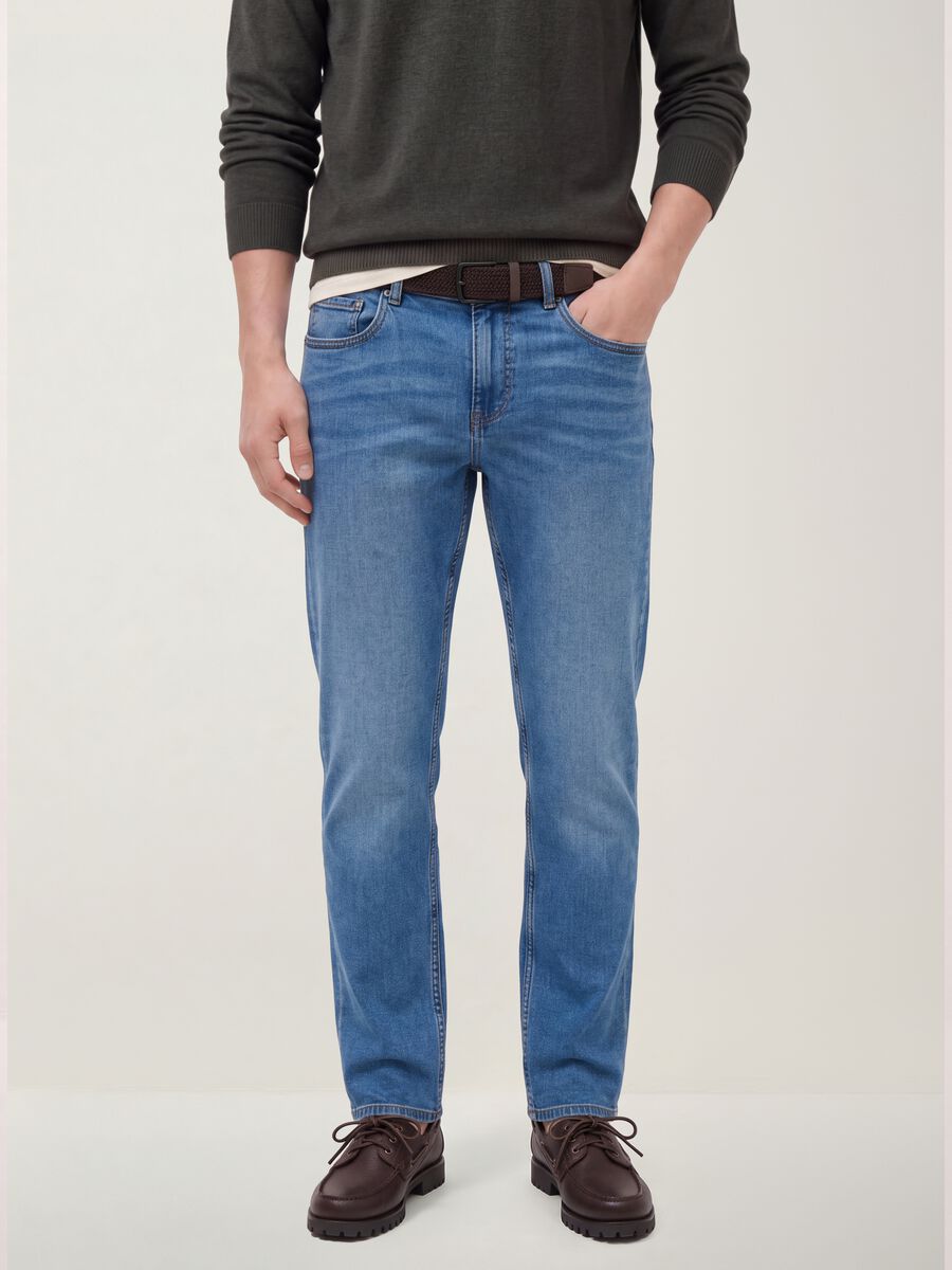 Blue stretch-cotton denim jeans, regular fit_2