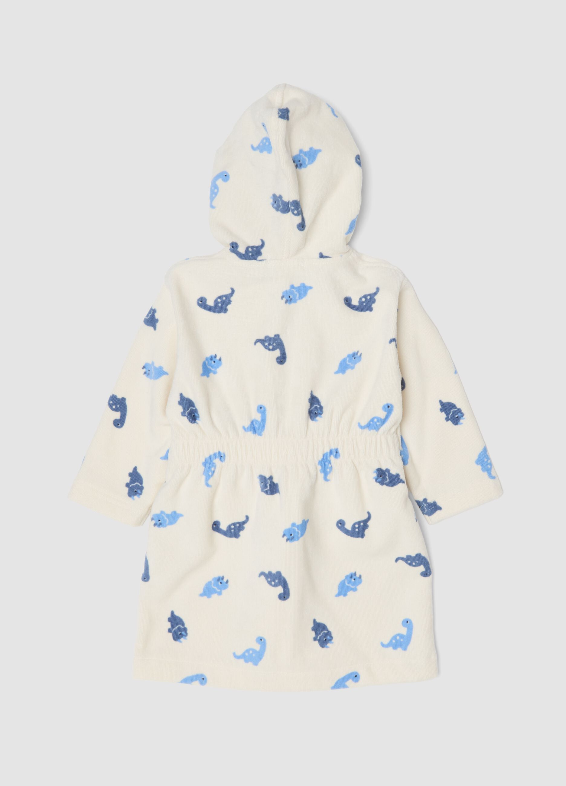 Beige hooded organic cotton bathrobe