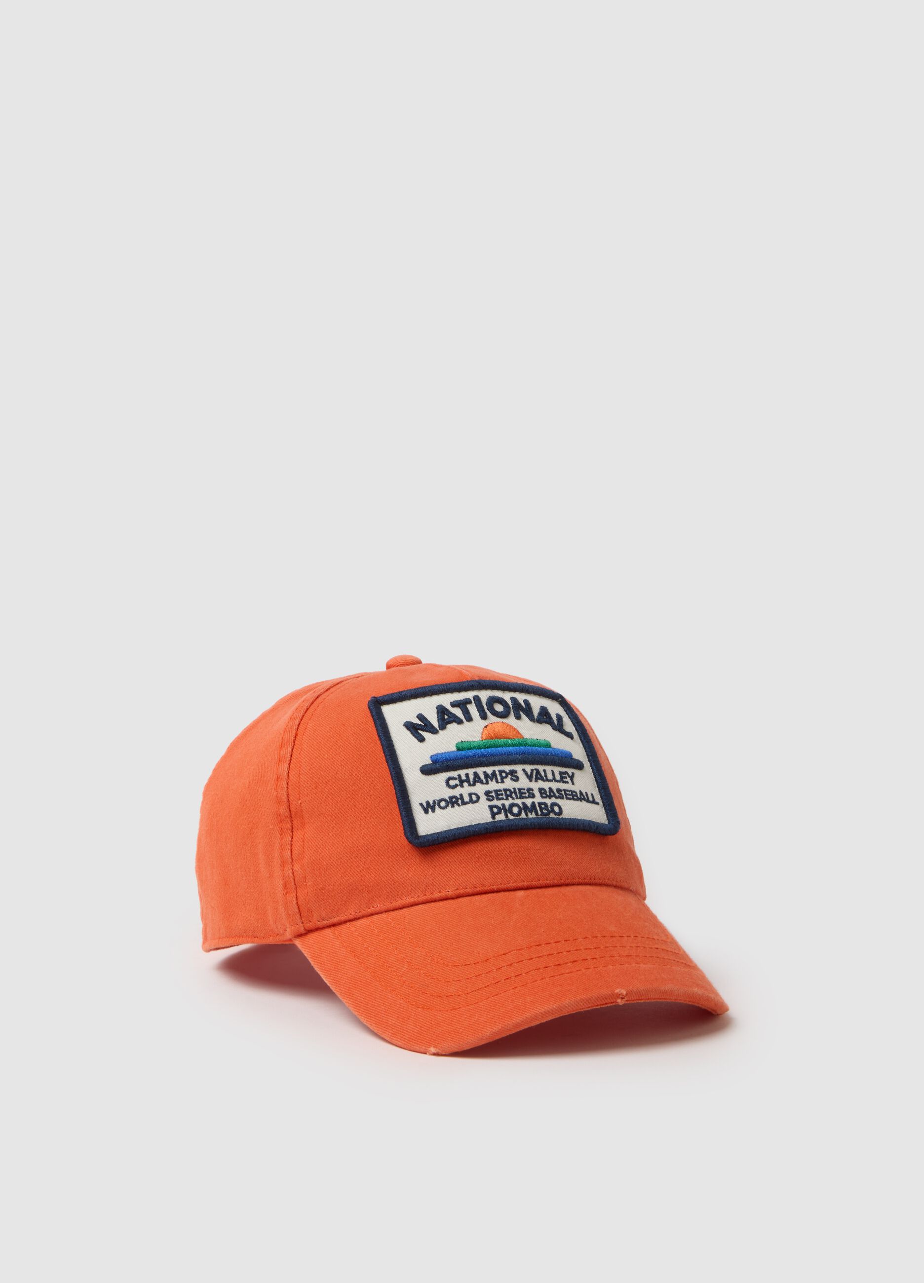 Orange pure cotton kids' baseball cap with patch