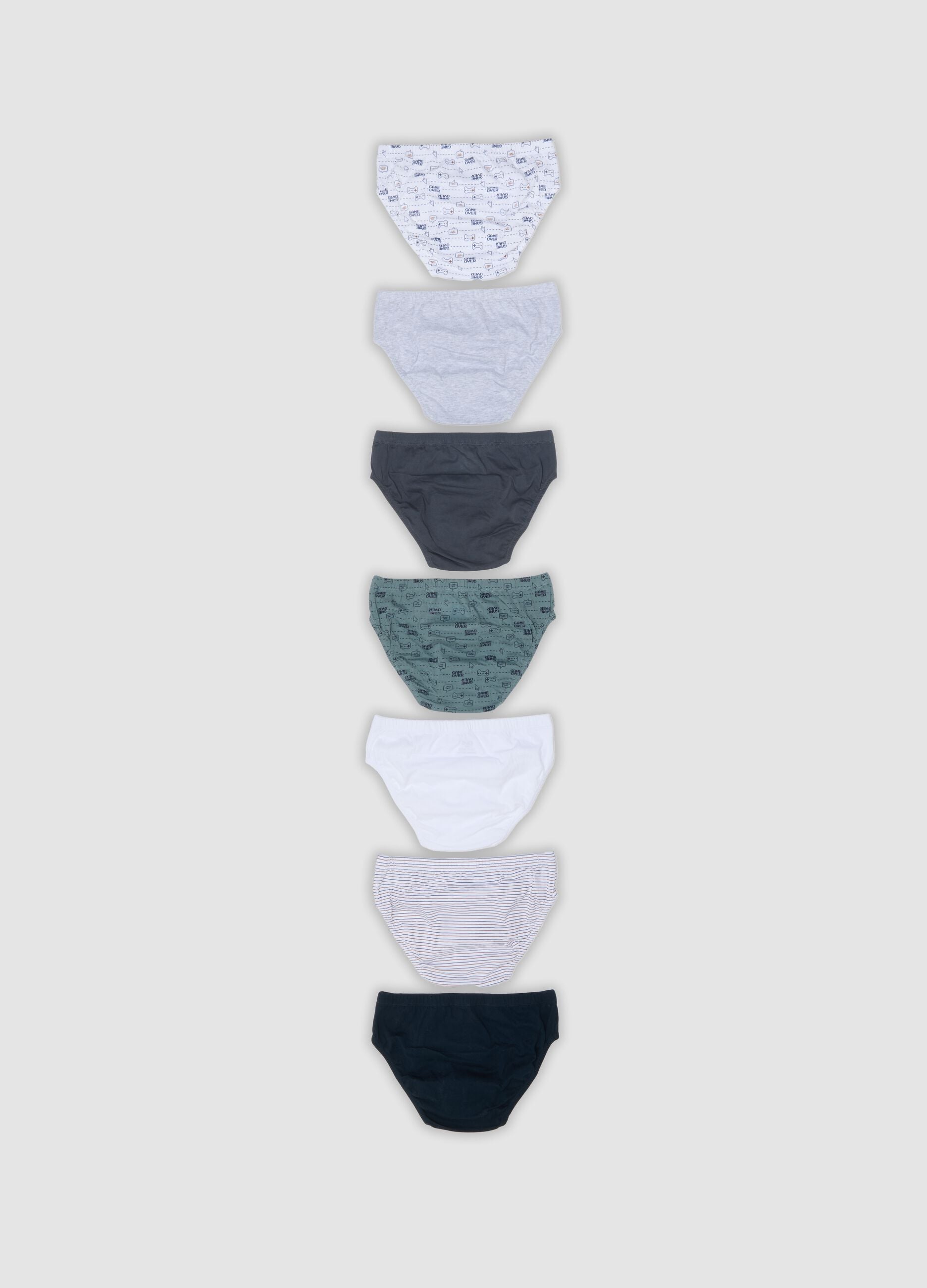 Pack of 7 multicoloured boys&rsquo; briefs in pure organic cotton