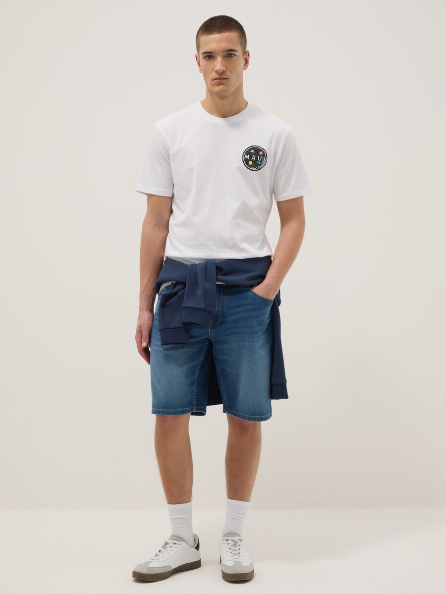 White pure cotton relaxed-fit T-shirt with print_1