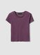 Purple short-sleeved pure linen T-shirt, regular fit_0