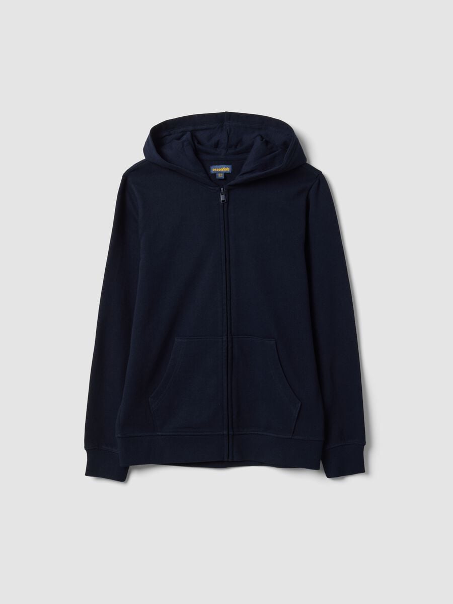 Blue hooded sweatshirt in pure organic cotton, regular fit for boys_0