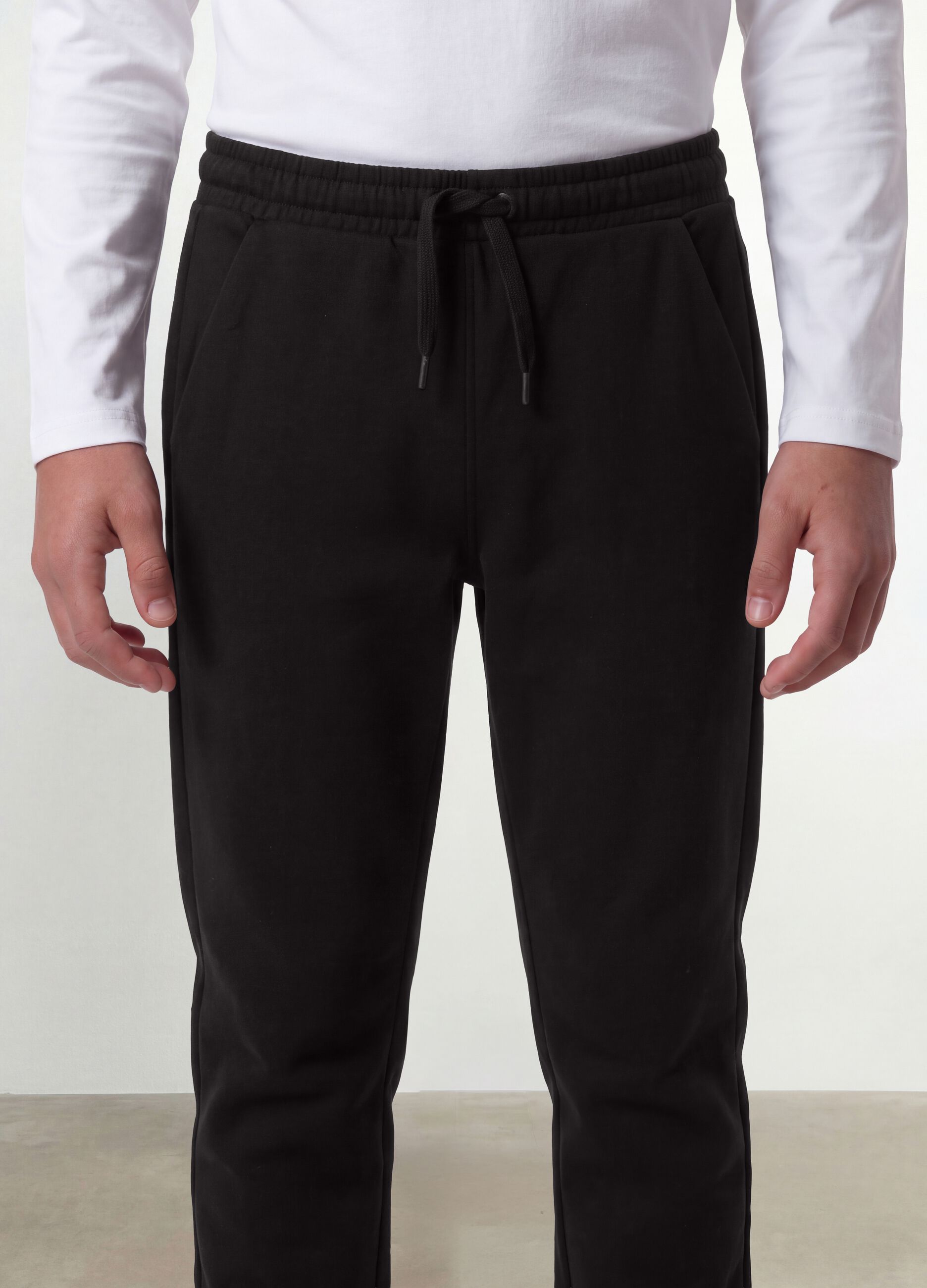 Black pure organic cotton joggers with drawstring for boys