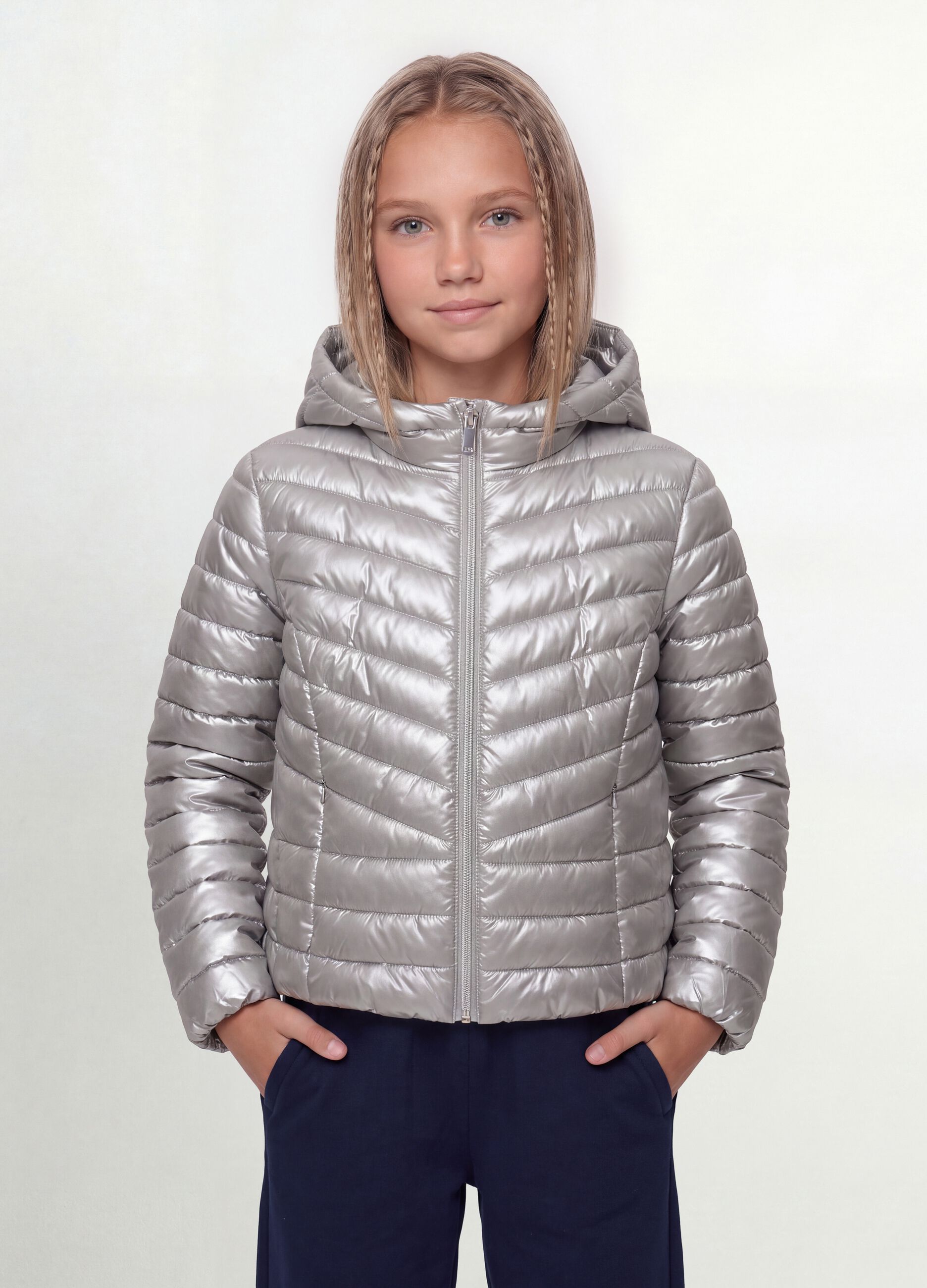 OVS KIDS Teen Girl's Girls' grey regular-fit zip-up jacket | OVS