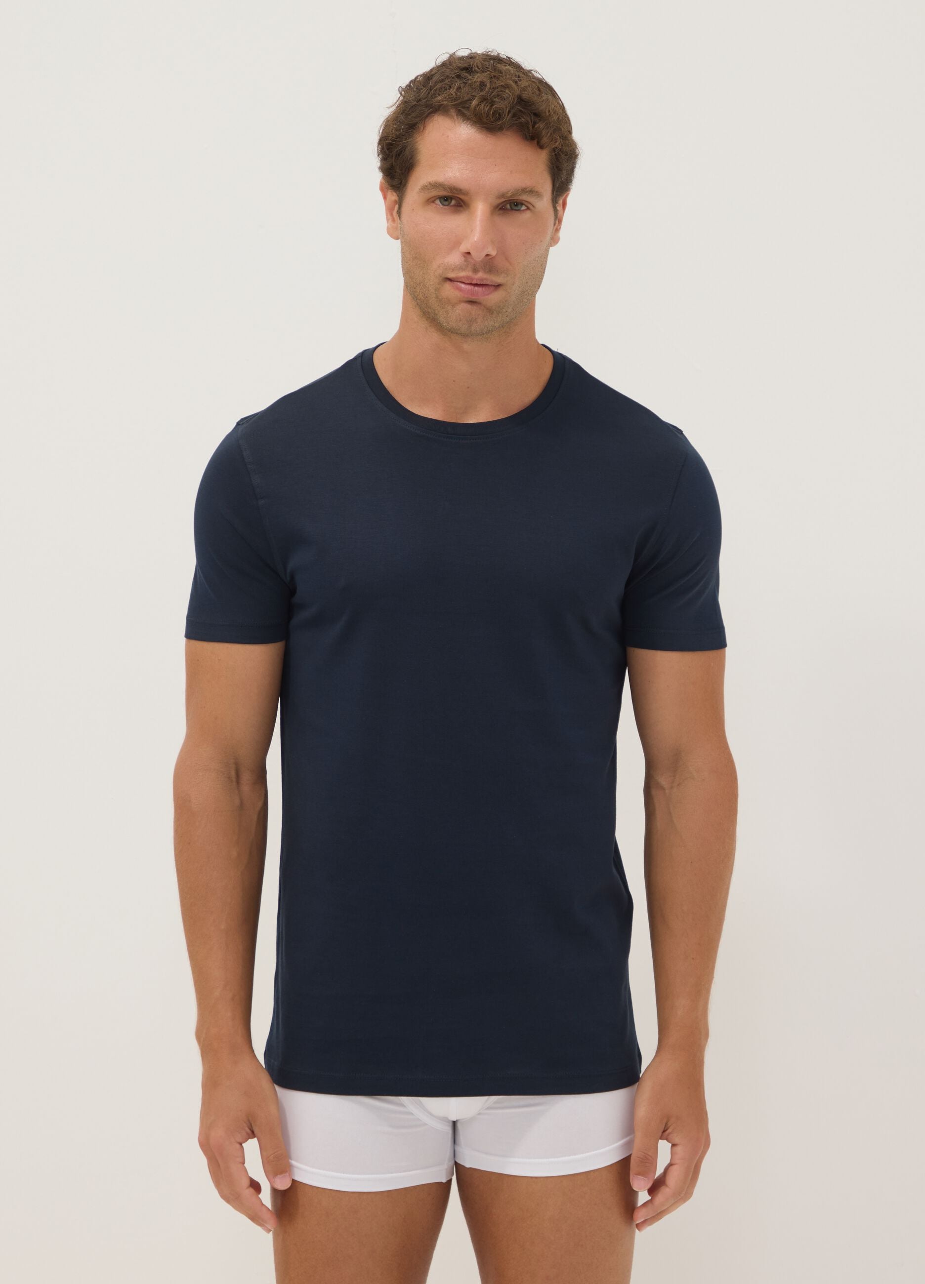 Blue regular-fit Supima cotton crew-neck T-shirt