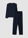Blue pure organic cotton pyjamas with Henley neckline, regular fit_6