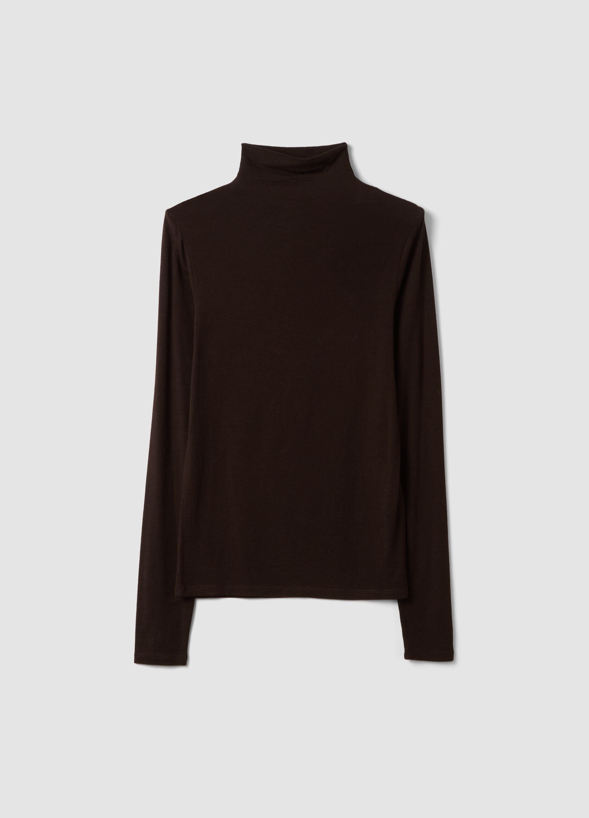 Brown modal and stretch cashmere T-shirt, regular fit
