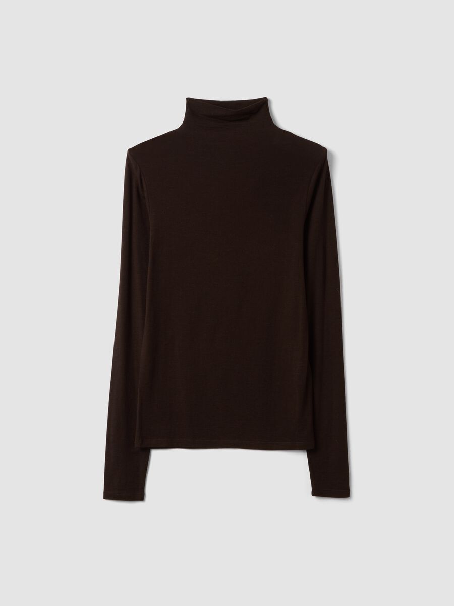 Brown modal and stretch cashmere T-shirt, regular fit_4
