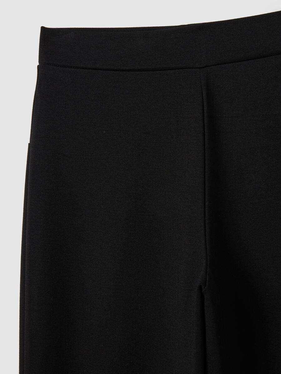 Black Wide Leg Stretch Trousers_5