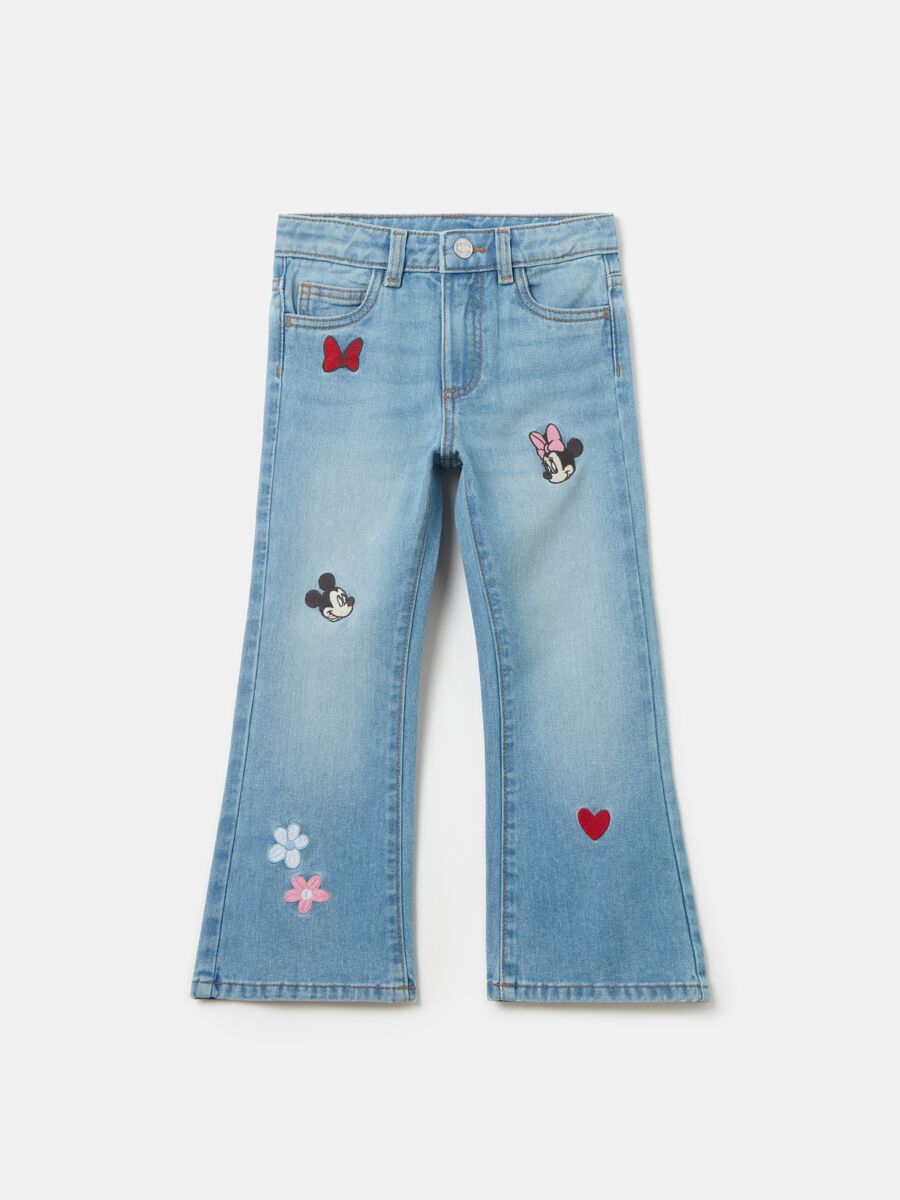 Flare-fit jeans with Minnie and Mickey Mouse embroidery_0