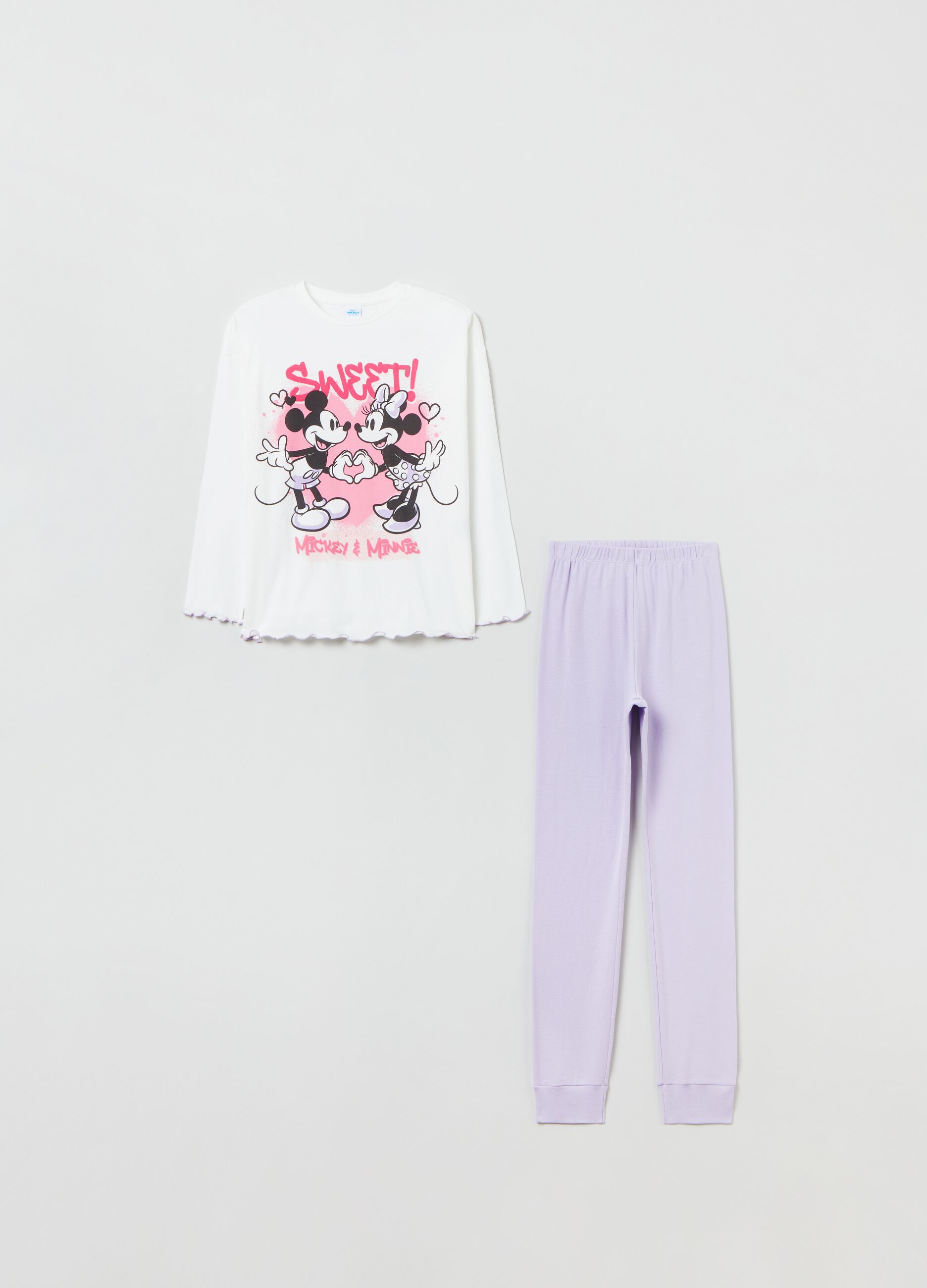 Cotton pyjamas with Minnie and Mickie Mouse print_0