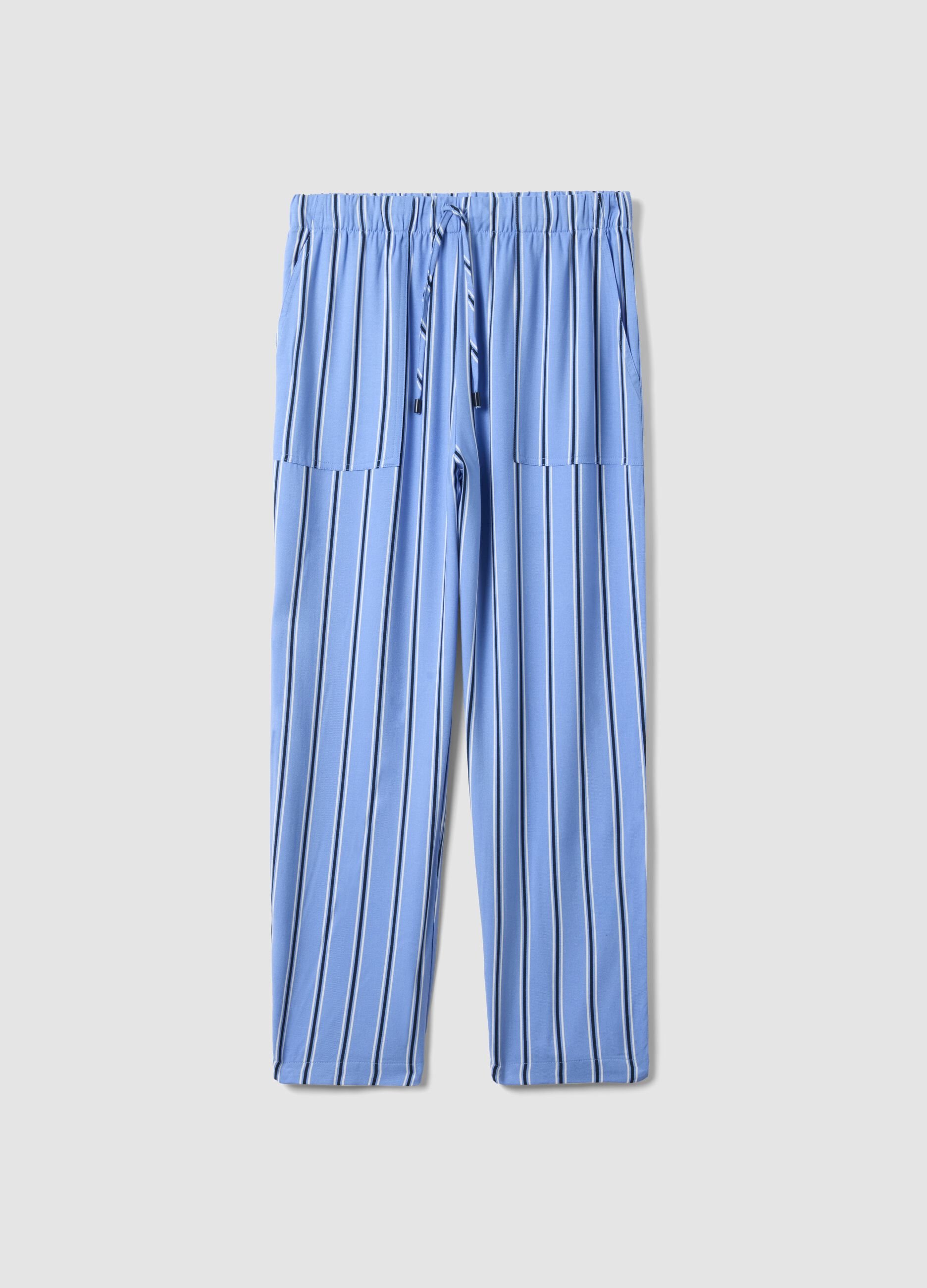 Multicolour striped pure viscose jogger trousers regular fit