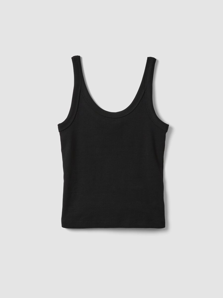 Black stretch cotton fitted vest top_4