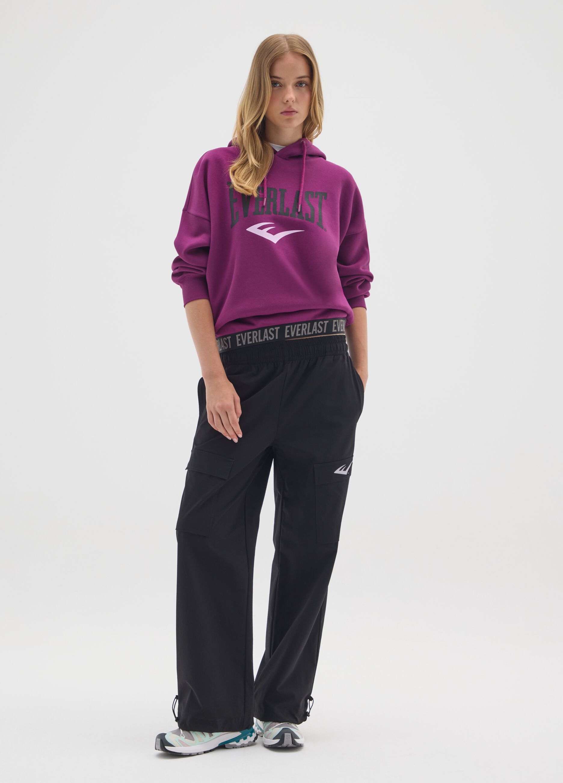 Purple regular fit cotton blend sweatshirt