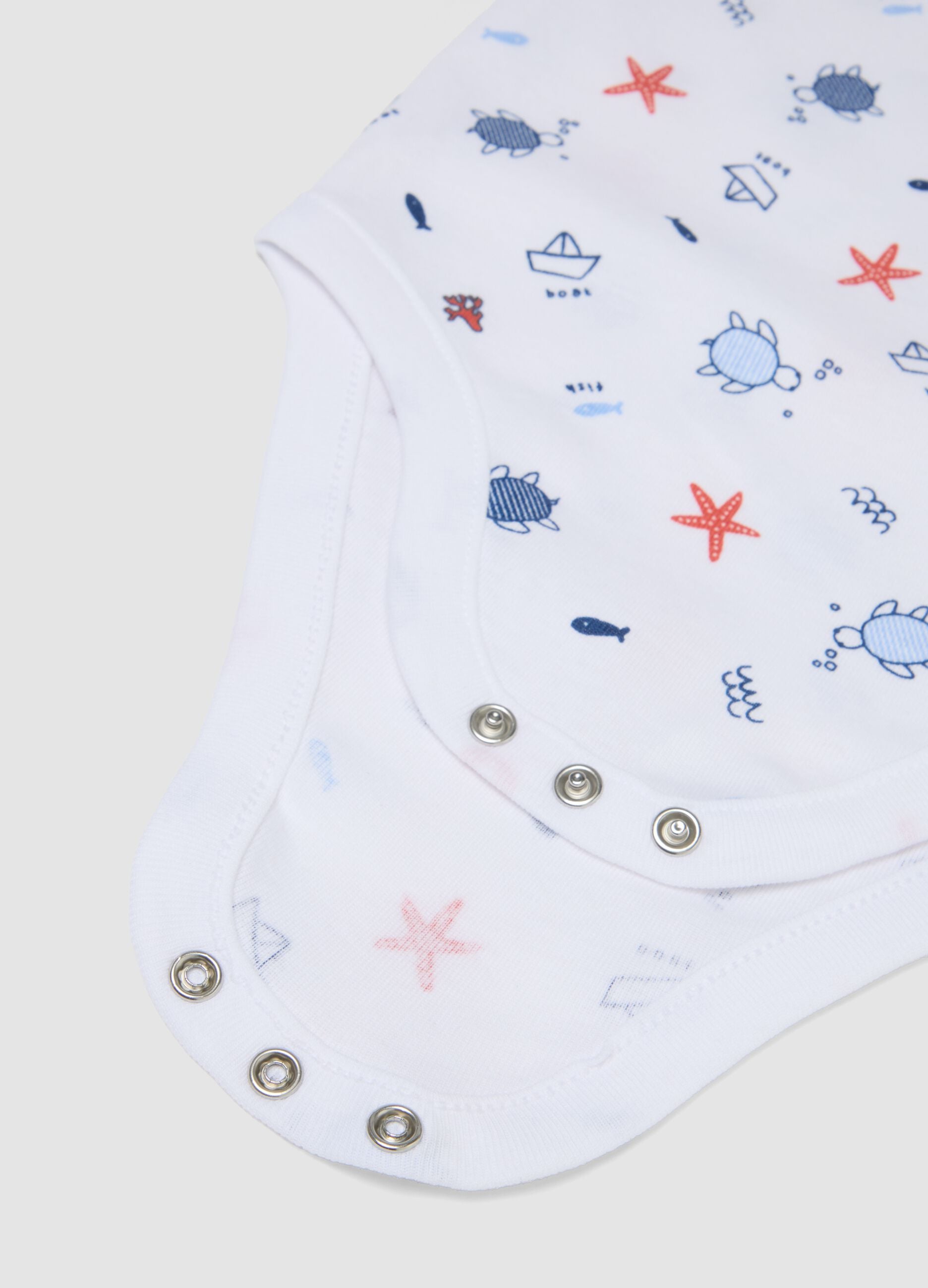 3-pack of blue sleeveless organic cotton bodysuits